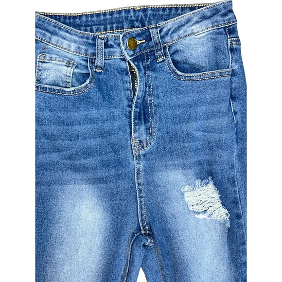 Womens High Rise Distressed Super Flare Leg Jeans Size 25 Medium Wash - Picture 5 of 6